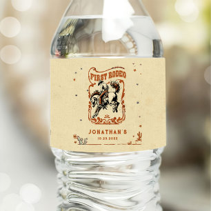 Étiquette Pour Bouteilles D'eau Premier Rodéo Western Cowboy fête d'anniversaire