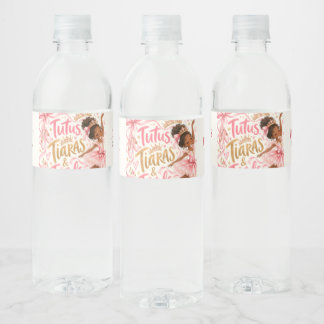 Étiquette Pour Bouteilles D'eau Princesse Afro-Américaine Ballerine Anniversaire