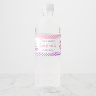 Étiquette Pour Bouteilles D'eau Princesse Anniversaire rose et violet