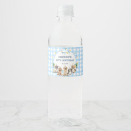 Étiquette Pour Bouteilles D'eau Puppy Calling All Pawty Animals Blue Water Label