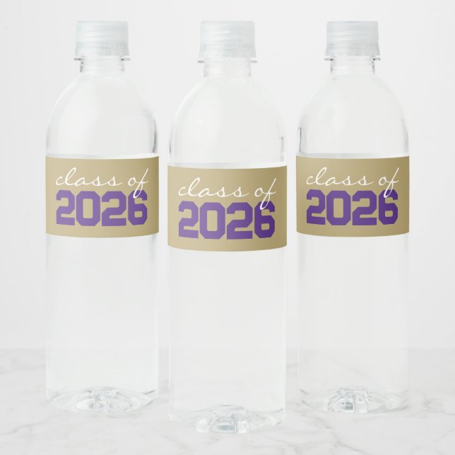 Étiquette Pour Bouteilles D'eau Purple & Bronze Gold Graduation (Bouteilles)