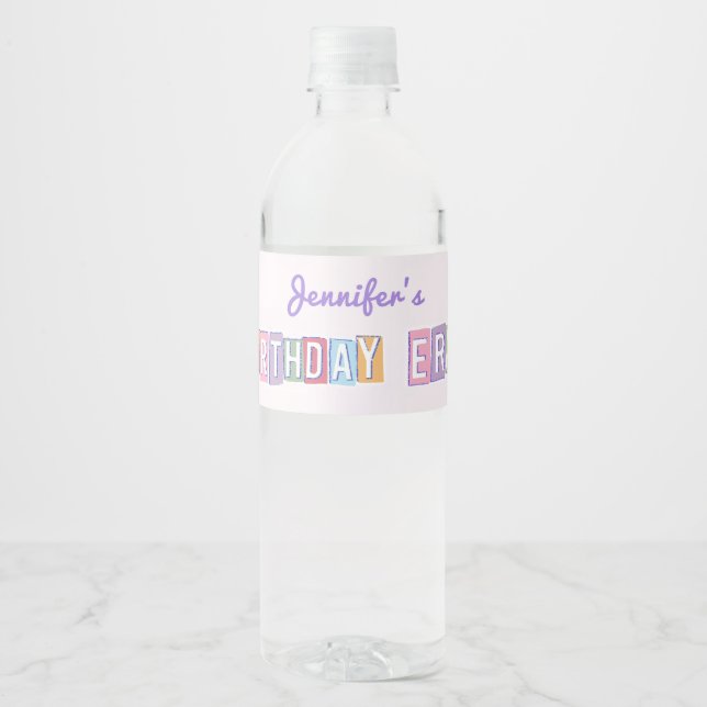 Étiquette Pour Bouteilles D'eau Purple Disco Eras Anniversaire (Devant)
