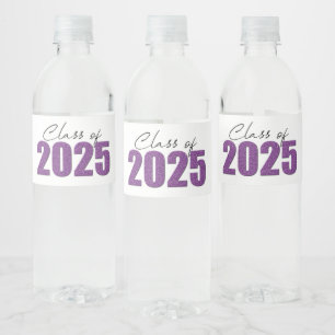 Étiquette Pour Bouteilles D'eau Purple Glitter Classe de 2025