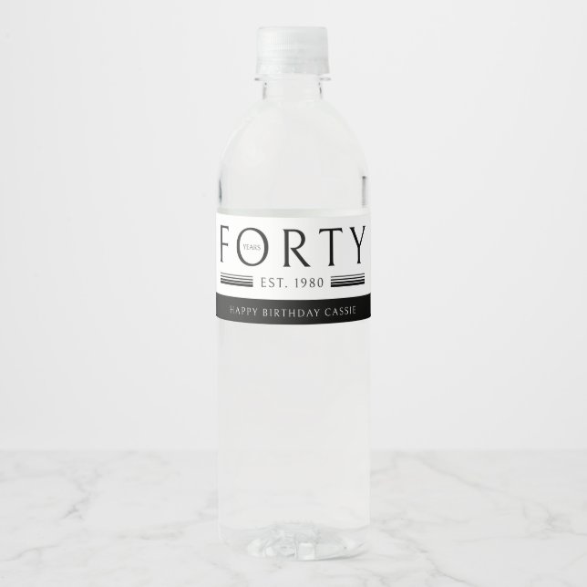 Étiquette Pour Bouteilles D'eau Quarante ans 40e fête d'anniversaire (Devant)
