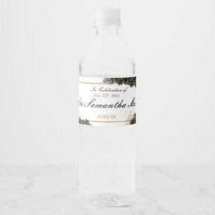 Étiquette Pour Bouteilles D'eau Quinceañera Mini vin mousseux Noir et or