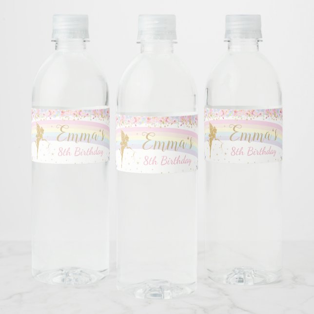 Étiquette Pour Bouteilles D'eau Rainbow Fairy Anniversaire Fête Favoriser Wrapper (Bouteilles)