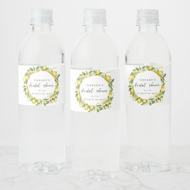 Étiquette Pour Bouteilles D'eau Réception de mariage moderne d'été au citron citru (Bouteilles)