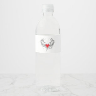 Étiquette Pour Bouteilles D'eau Red Angel Coeur avec ailes