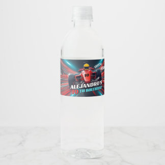 Étiquette Pour Bouteilles D'eau Red Grand Prix Racing Car Birthday