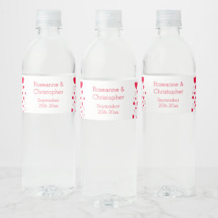 Étiquette Pour Bouteilles D'eau Red Hearts Design Valentines Day Mariage