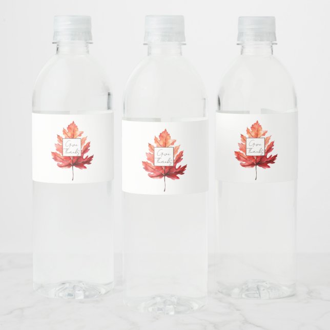 Étiquette Pour Bouteilles D'eau Remerciez Red Fall Leaf Thankgiving (Bouteilles)