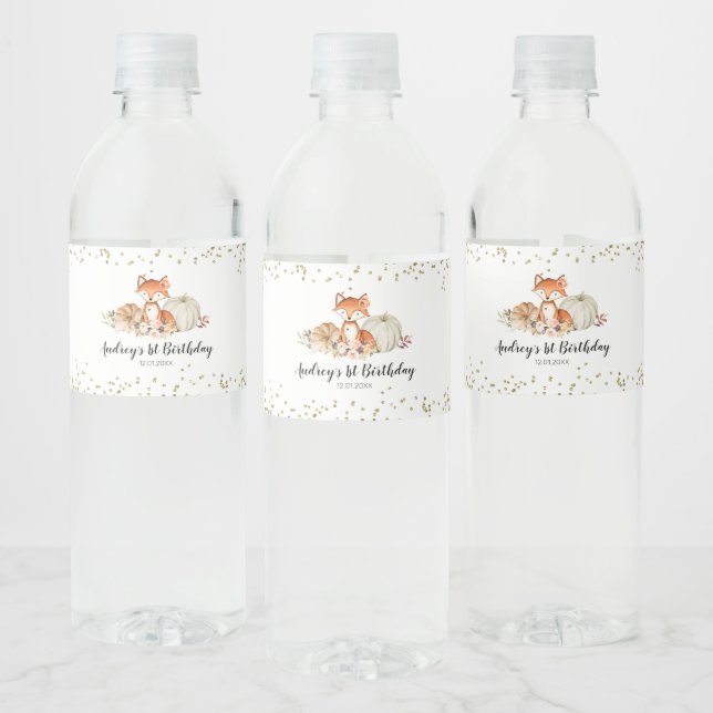 Étiquette Pour Bouteilles D'eau Renard d'automne C'est une bouteille d'eau d'anniv (Bouteilles)