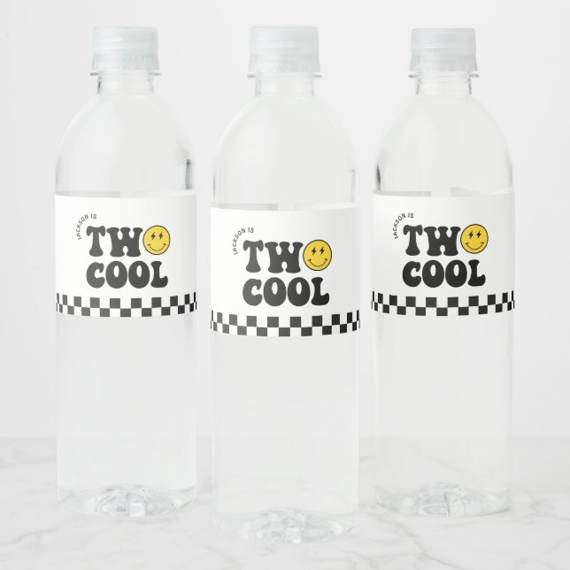 Étiquette Pour Bouteilles D'eau Retro Deux Cool Boy 2e fête d'anniversaire (Bouteilles)