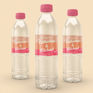 Étiquette Pour Bouteilles D'eau Retro Super Bold Typographie Colorful Mariage des 