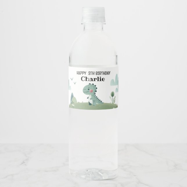 Étiquette Pour Bouteilles D'eau Roarsome Dino Birthday  (Devant)