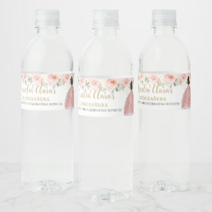 Étiquette Pour Bouteilles D'eau Robe Fleurie Rose Gold Princesse Teintée Quinceane