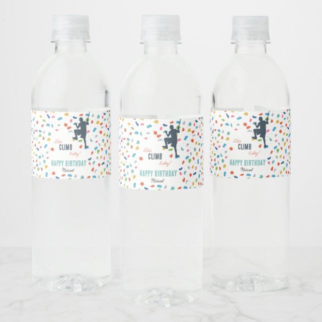 Étiquette Pour Bouteilles D'eau Rock Escalade mignonne Anniversaire de enfant Part (Bouteilles)