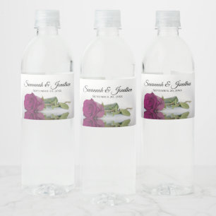 Étiquette Pour Bouteilles D'eau Romantique Magenta Berry Rose Mariage élégant
