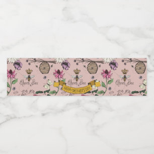 Étiquette Pour Bouteilles D'eau Rose Gold & Black Queen Bee, Gold Crown & Soll