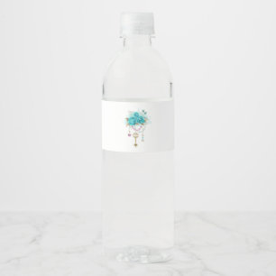 Étiquette Pour Bouteilles D'eau Roses turquoise avec touches