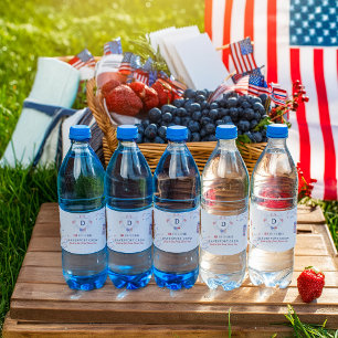 Étiquette Pour Bouteilles D'eau Rouge Blanc & Bleu Réunion du 4 juillet