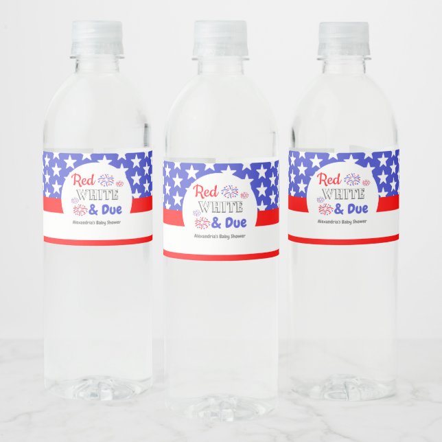 Étiquette Pour Bouteilles D'eau Rouge blanc et Baby shower dû (Bouteilles)
