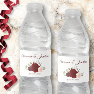 Étiquette Pour Bouteilles D'eau Russe Bourgogne Rouge & Roses Roses Roses Roses Ro