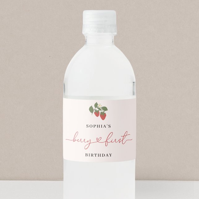 Étiquette Pour Bouteilles D'eau Rustic Elegant Girl's Berry Premier anniversaire (Créateur téléchargé)