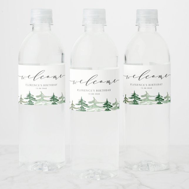 Étiquette Pour Bouteilles D'eau Rustic Watercolor Forest Woodland Birthday Party (Bouteilles)