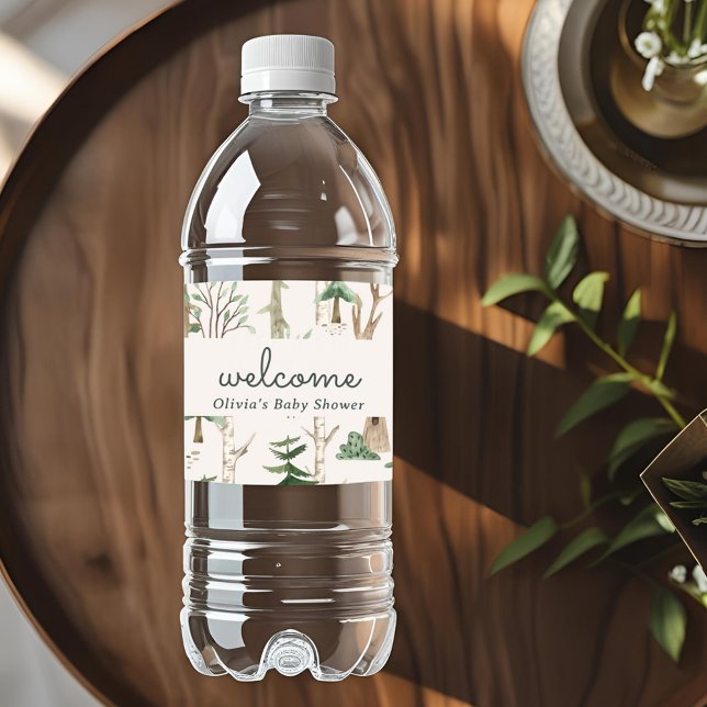 Étiquette Pour Bouteilles D'eau Rustic Winter Woodland Baby Shower (Créateur téléchargé)