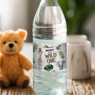 Étiquette Pour Bouteilles D'eau Safari Animaux Wild One Baby Boy 1er