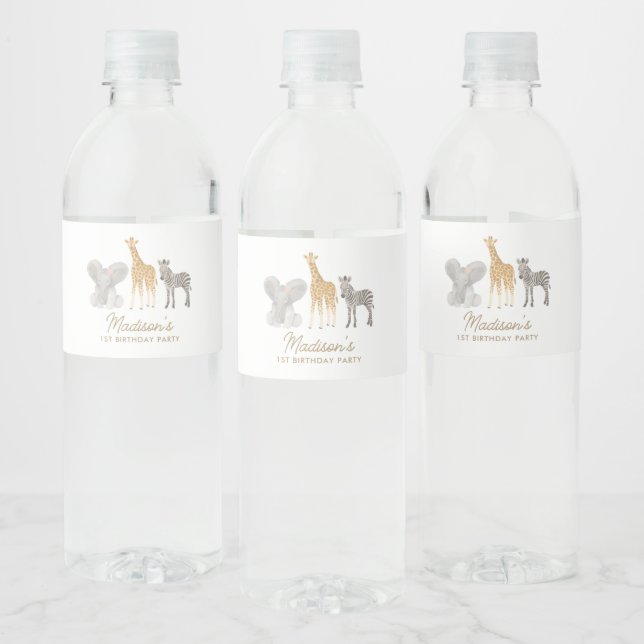 Étiquette Pour Bouteilles D'eau Safari Anniversaire (Bouteilles)