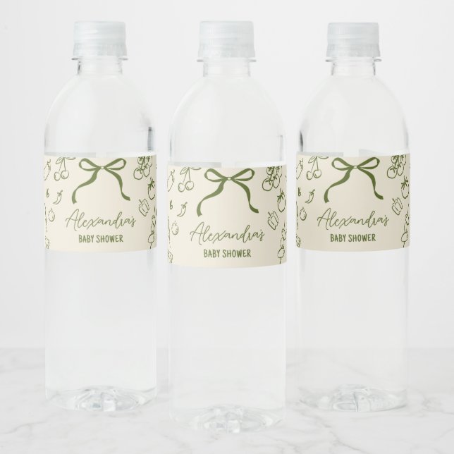 Étiquette Pour Bouteilles D'eau Sage Baby shower cultivé localement (Bouteilles)