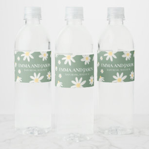 Étiquette Pour Bouteilles D'eau Sage Green Boho Daisy Floral Water Bottle Étiquett