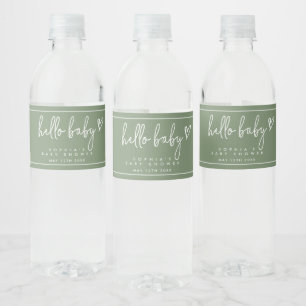 Étiquette Pour Bouteilles D'eau Sage Green minimaliste Baby shower moderne Boho