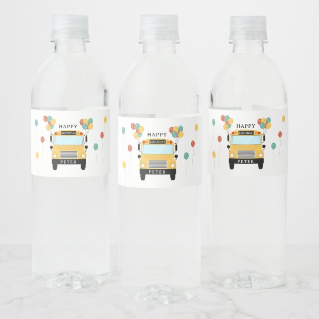 Étiquette Pour Bouteilles D'eau School Bus Kids Birthday Party (Bouteilles)