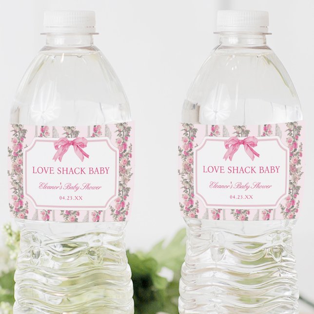 Étiquette Pour Bouteilles D'eau Shabby Chic Love Shack Baby shower Faveurs (Créateur téléchargé)