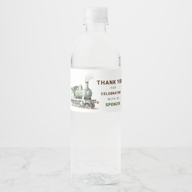 Étiquette Pour Bouteilles D'eau Signal d'eau de train modifiable Anniversaire (Devant)