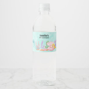 Étiquette Pour Bouteilles D'eau Sirène et méduse sous l'aquarelle marine