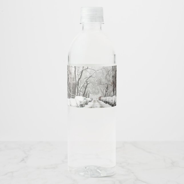 Étiquette Pour Bouteilles D'eau Snow Urban Christmas à Brooklyn (Devant)