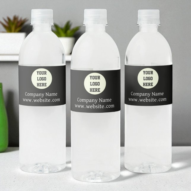 Étiquette Pour Bouteilles D'eau Société de logo personnalisé noir Entreprise d'ent (Créateur téléchargé)