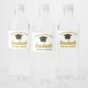 Étiquette Pour Bouteilles D'eau Soignée Gold Graduation Party Personnalisée
