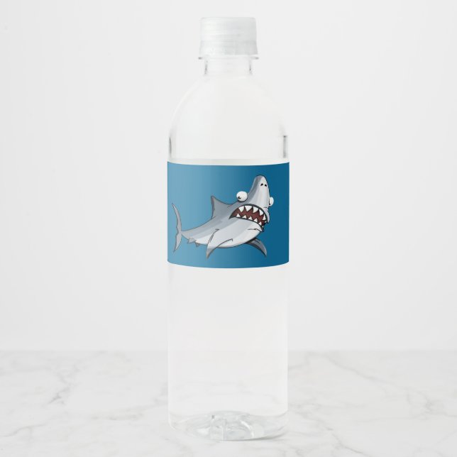 Étiquette Pour Bouteilles D'eau Soirée d'anniversaire du requin mou (Devant)