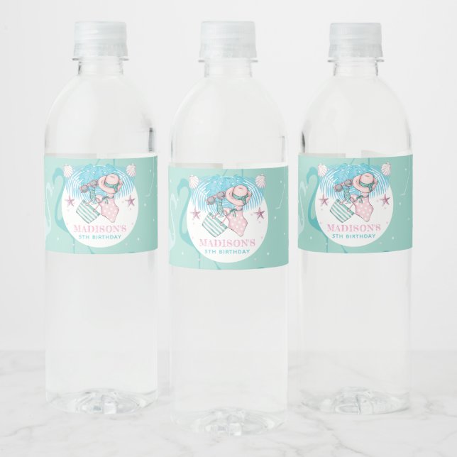 Étiquette Pour Bouteilles D'eau Soirée de piscine d'été personnalisée (Bouteilles)