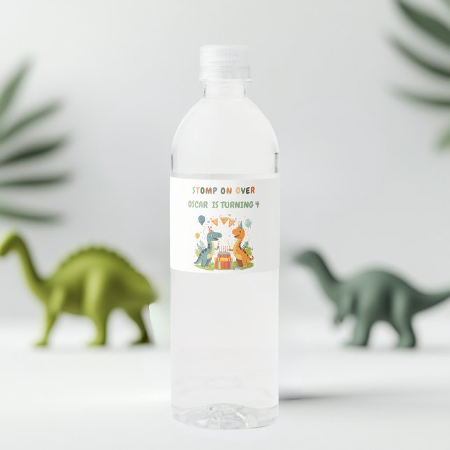 Étiquette Pour Bouteilles D'eau "Stompe sur Dinosaur Anniversaire (Créateur téléchargé)