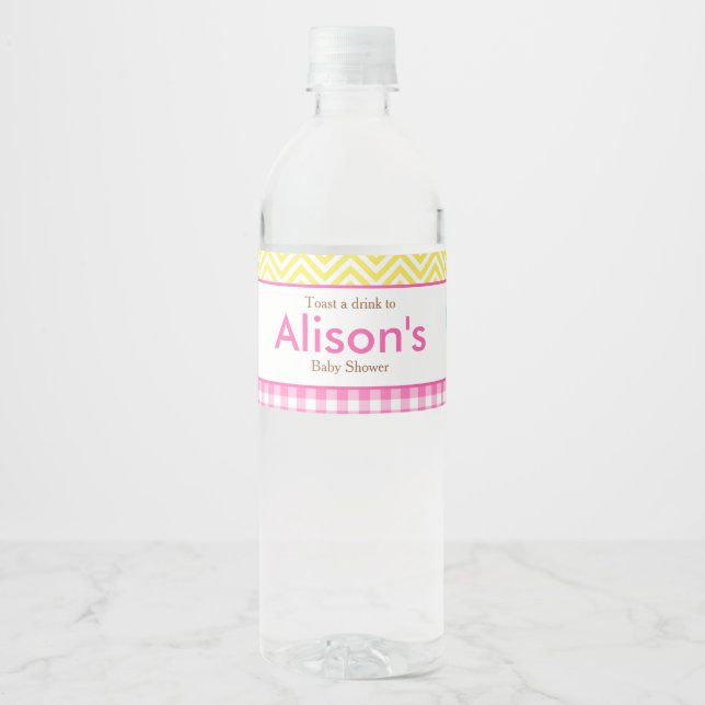 Étiquette Pour Bouteilles D'eau Sunshine et Lemonade rose et jaune (Devant)