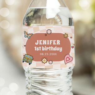 Étiquette Pour Bouteilles D'eau Super Daisy Retro 1er anniversaire
