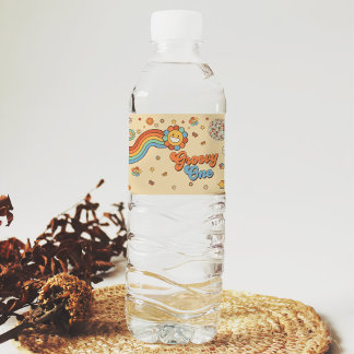 Étiquette Pour Bouteilles D'eau Super One Retro Rainbow 1er anniversaire