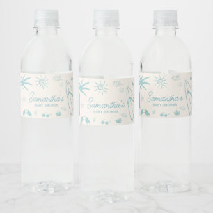 Étiquette Pour Bouteilles D'eau Surf bleu bébé à bord Baby shower