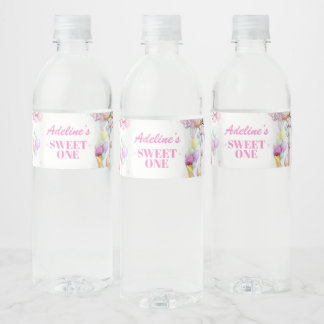 Étiquette Pour Bouteilles D'eau Sweet One First Birthday Photo Water Bottle Label